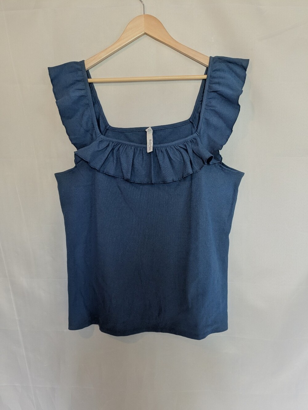 Torrid Belle Isle Flutter Sleeve Tank Top Cotton Rib Blue 3X